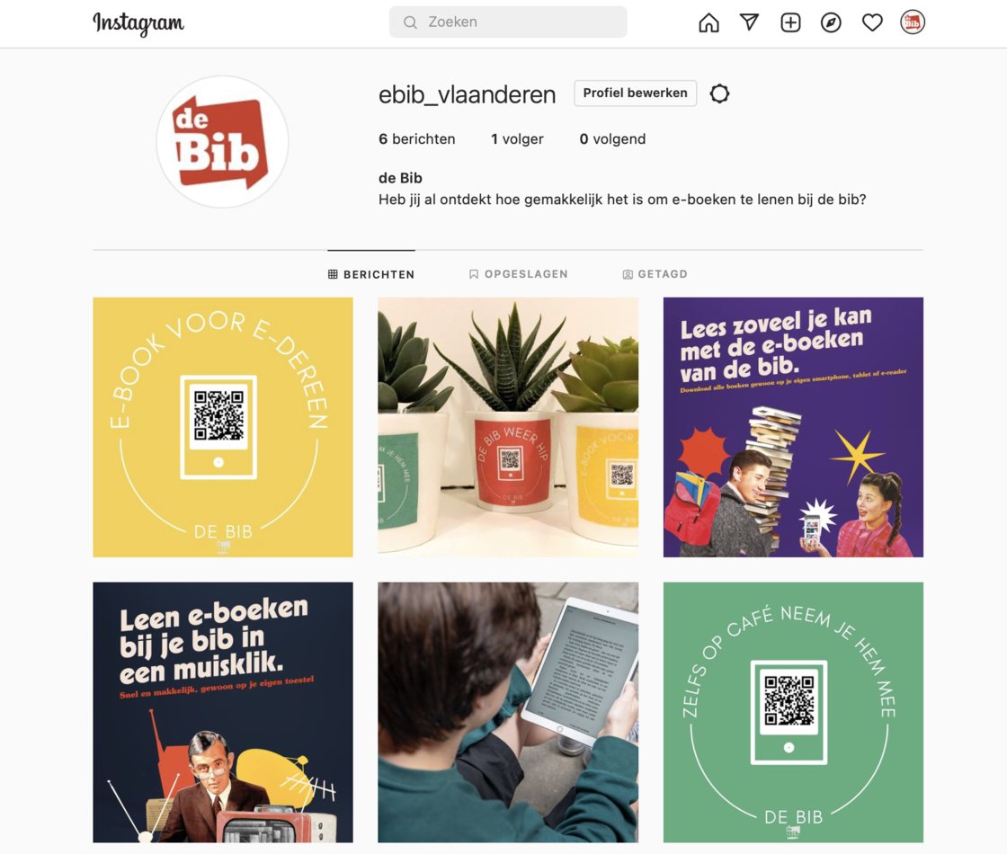 voorbeeld instagrampagina van de bib