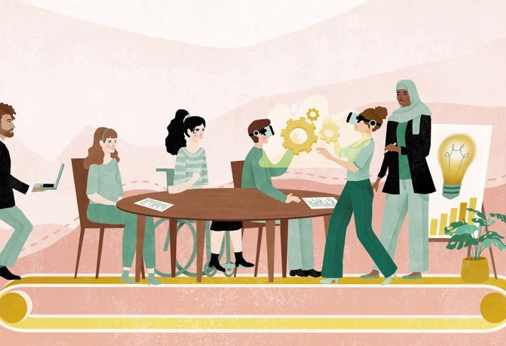 Illustratie van mensen die samenwerken